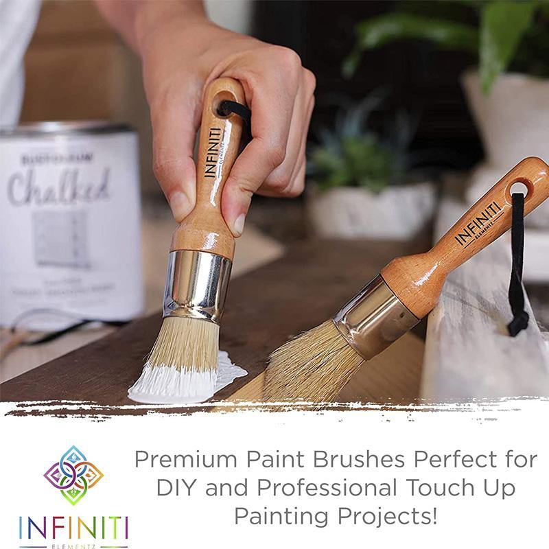 Small Size Chalk & Wax Paint Brush Set Home Décor Natural Bristles