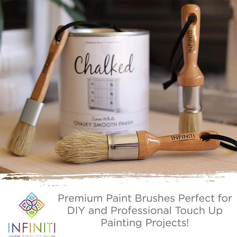 Professional Chalk and Wax Paint Brush 3PC Set Small DIY Painting and Waxing Tool - Infiniti Elementz
